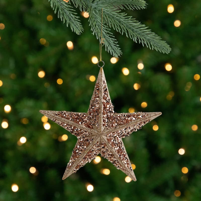 5.5" Rose Gold Star Shaped Christmas Ornament