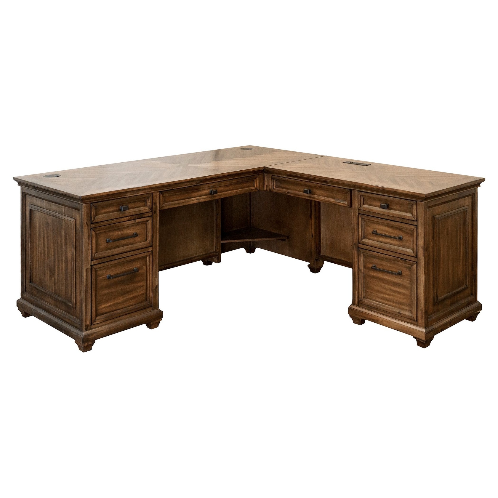Traditional Wood L-Desk \u0026 Return, Writing Table \u0026 Return, Office Desk \u0026  Return, Corner Desk \u0026 Return, Brown - On Sale - Overstock - 43016838, image size:1681x1681
