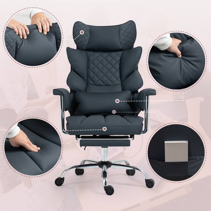 8-Point Massage Gaming Chair, Ergonomic Office Chair, Adjustable Backrest 90-135, Adjustable Armrests
