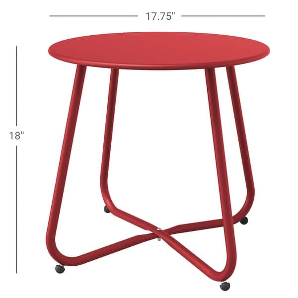 dimension image slide 4 of 7, Round Steel Outdoor Side Table