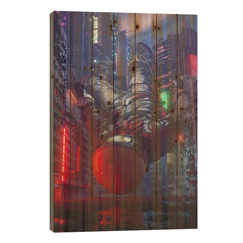 The Visitor Print On Wood by Nicebleed - Multi-Color - 40x26x1.5