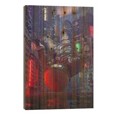 The Visitor Print On Wood by Nicebleed - Multi-Color