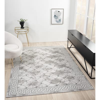 Ksamil Collection Abstract Weave Broder Area Rug