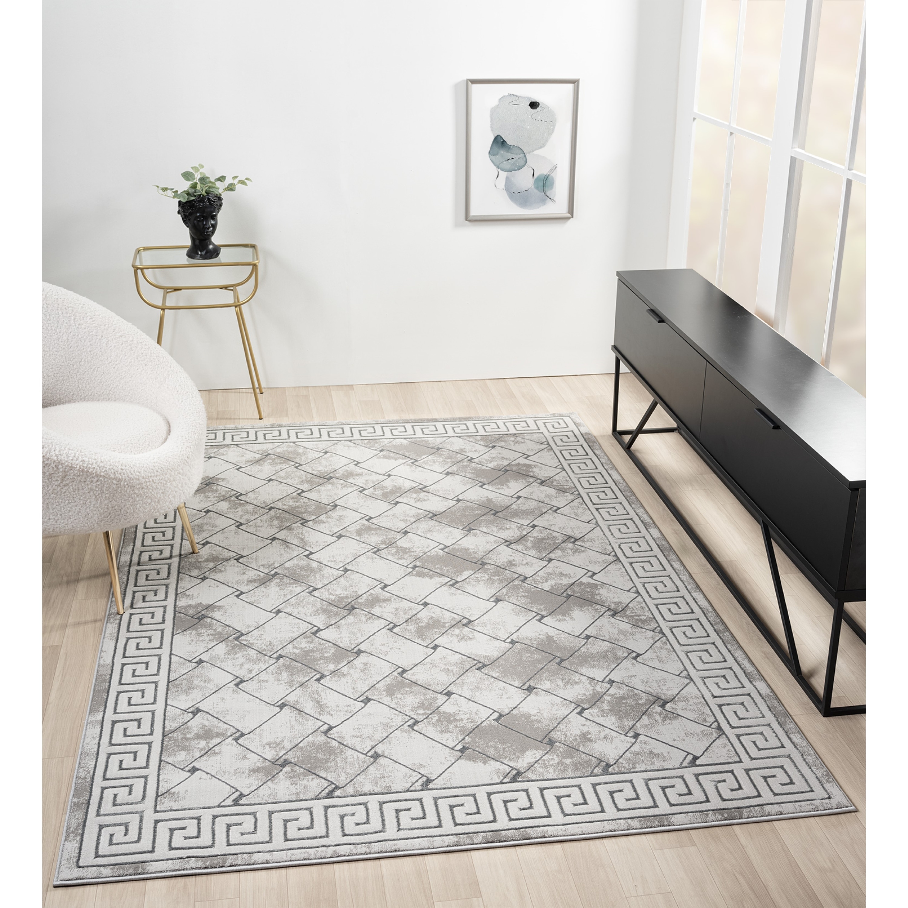 MDA Rugs Ksamil Collection Abstract Weave Broder Area Rug