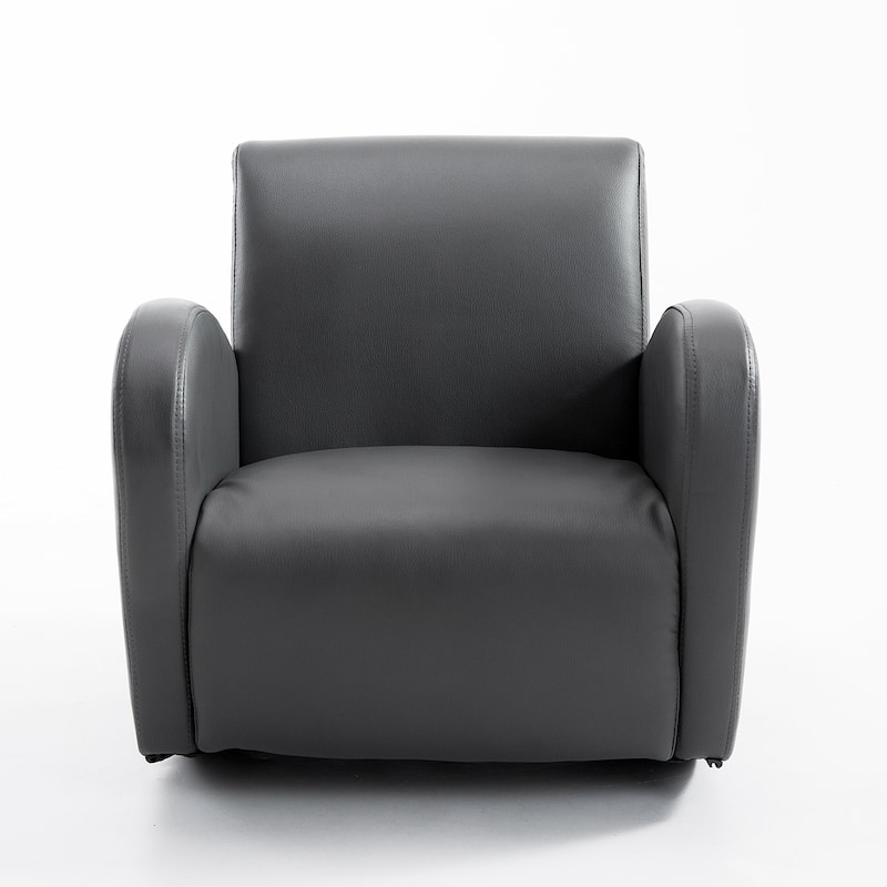 Qaba 20" Kids Sofa Rocking Base Armchair Childrens Furniture with 2 Side Pockets & a Durable PU Material, Grey