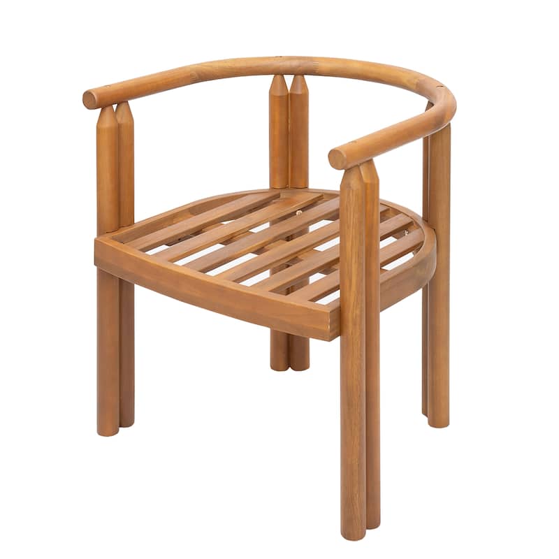 Christopher Knight Home - Peregrine Acacia Wood Armrest Dining Chair with Beige Cushion（Set of 2）