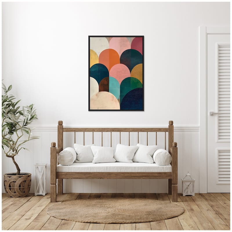 Kate and Laurel Sylvie Minimalist Geometric Abstract Jewel Tone Framed Canvas by The Creative Bunch Studio