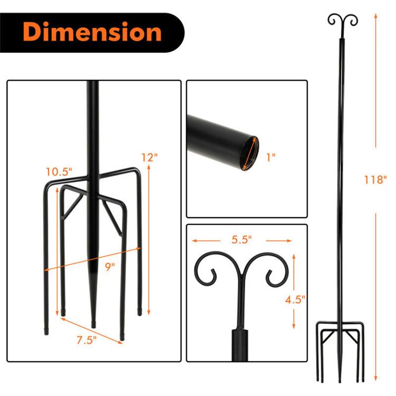 2 Pack Outdoor String Light Poles with Hook and 5-Prong Base