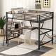 preview thumbnail 1 of 20, Full Size Loft Bed with Desk and Shelf, Sturdy Metal & MDF Frame Black