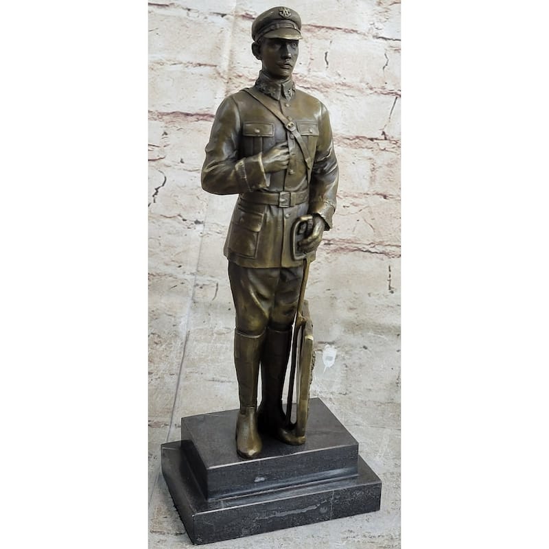 Russian Emperor Guard With Eagle Symbol Bronze Sculpture Art Deco Marble Figure