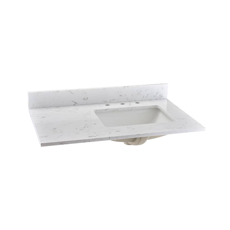 YASINU 36 Inch Engineered Marble Right Sink Vanity Top