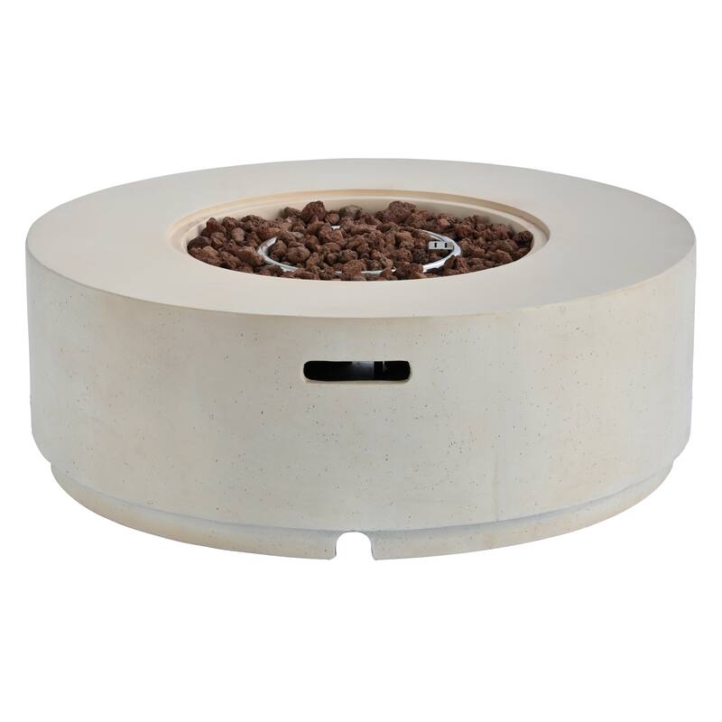 38.2" Round Outdoor Propane Fire Pit, Outside Fire Pit Table with 50000 BTU, Steel Burner, Lava Rocks, Waterproof Cover