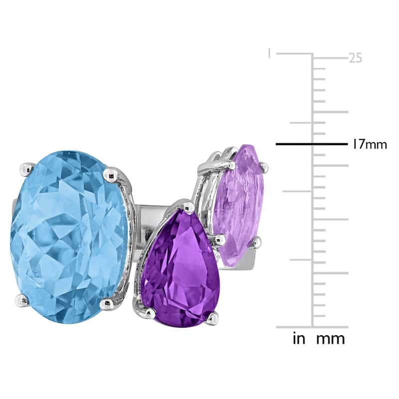 Miadora 10ct TGW Sky Blue Topaz Amethyst Pink Amethyst Open Ring in Sterling Silver