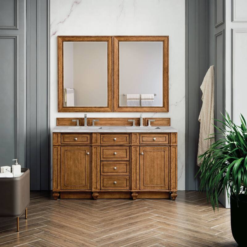James Martin Vanities 157-V60D-3VSL Bristol 60" Double Basin Walnut