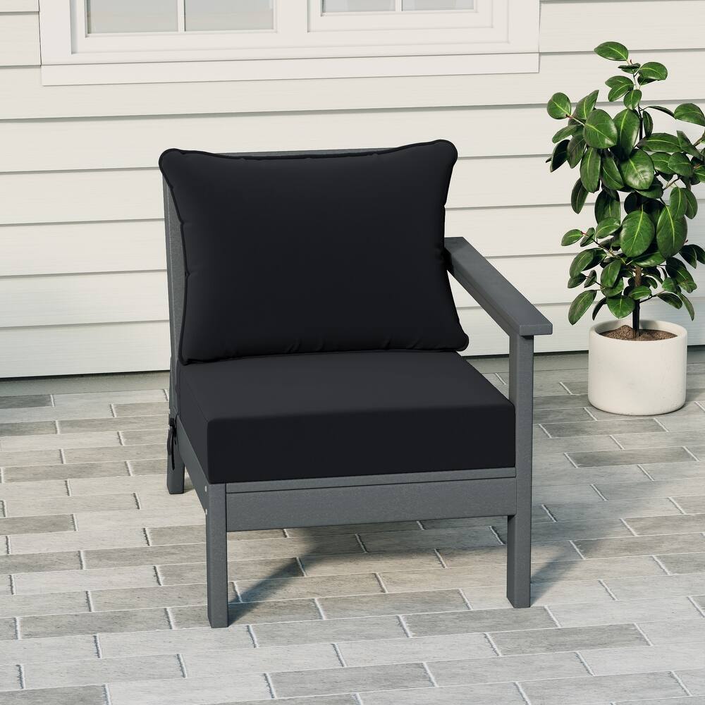 Birchwood All Weather HDPE Outdoor Patio Deep Seating Gray Right Arm Facing Chair With Cushions (1-Piece)