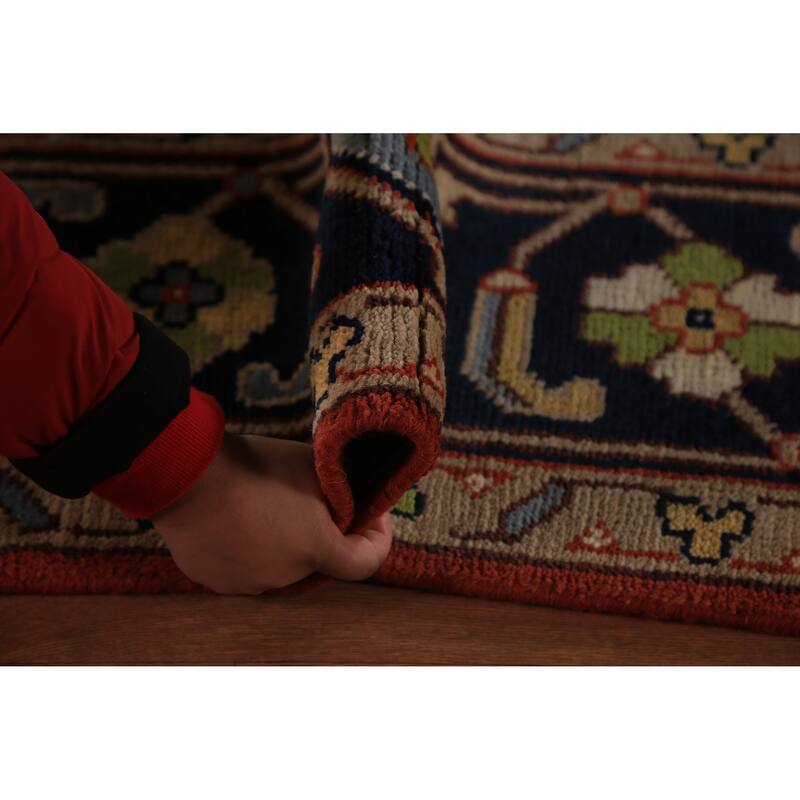 Orange Medallion Heriz Serapi Indian Large Rug Handmade Wool Carpet - 9'11"x 13'9"