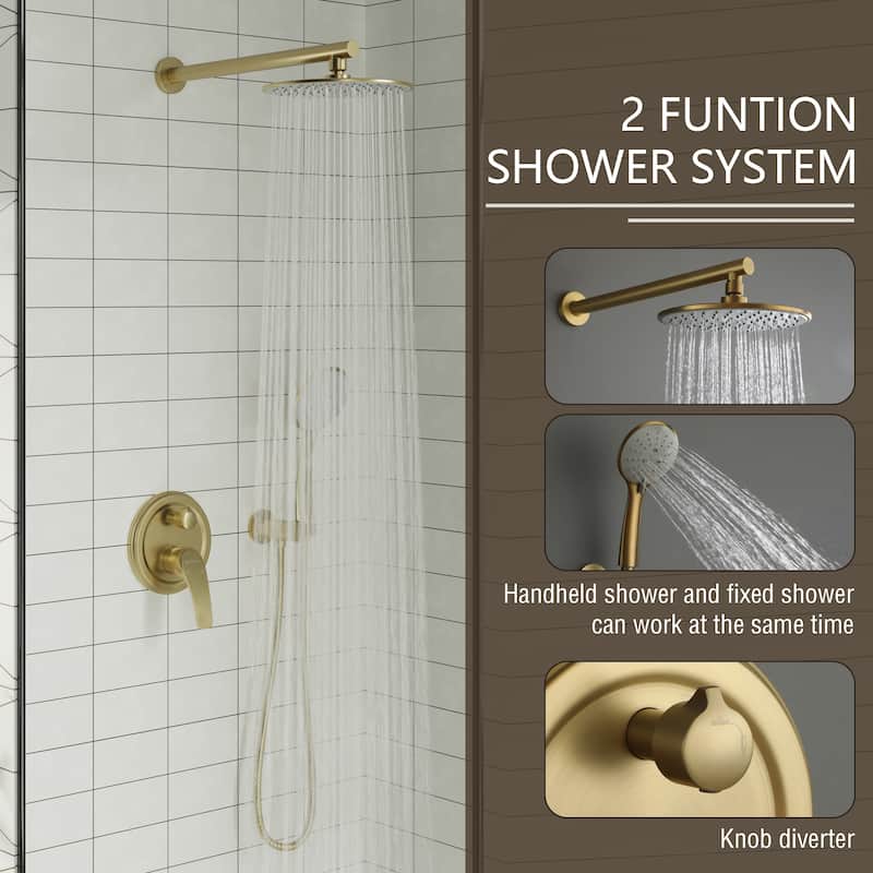 5-Spray Patterns with 9/10/12-in Wall Mount Dual Shower Heads