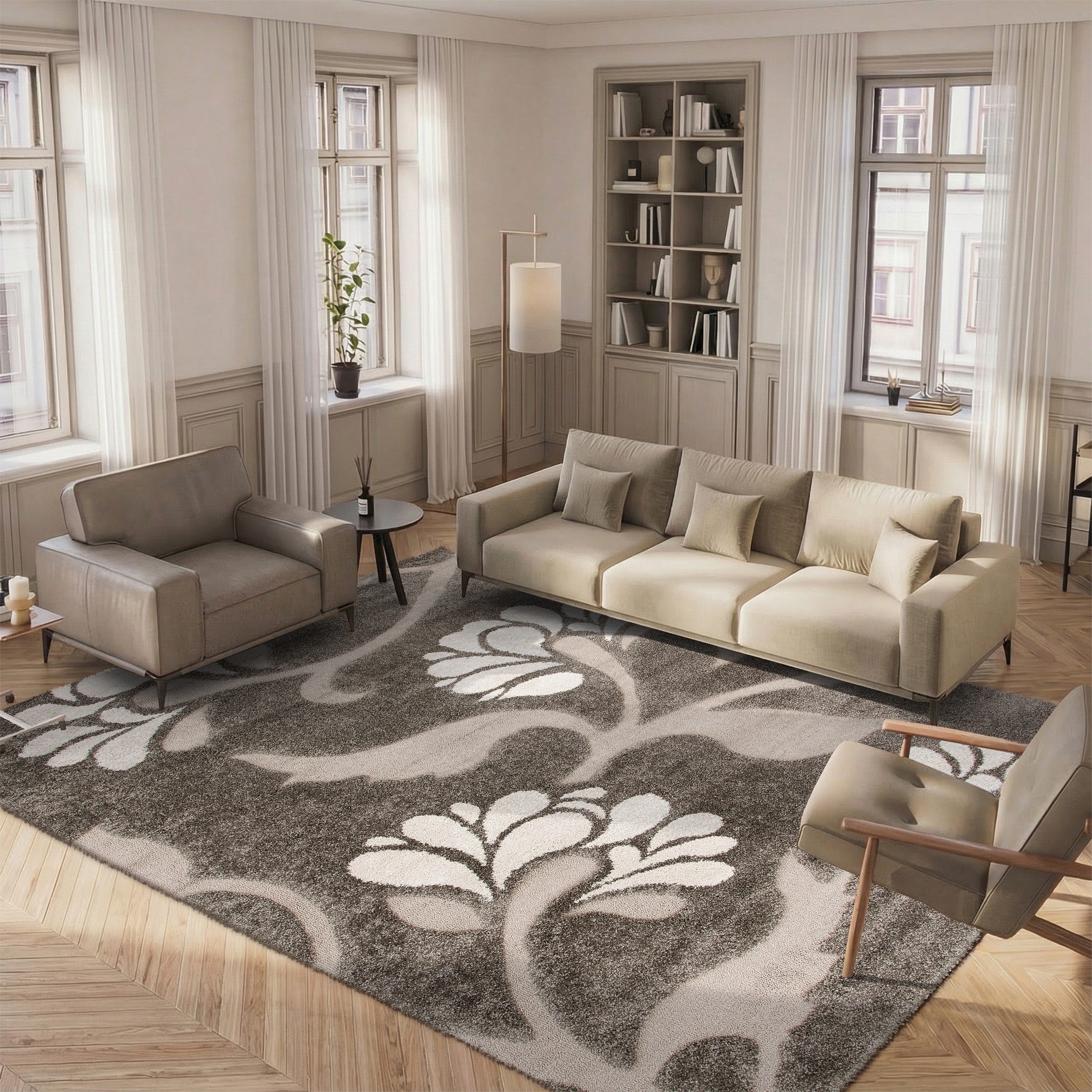 SAFAVIEH Florida Shag Veroniki Floral 1.2-inch Thick Rug