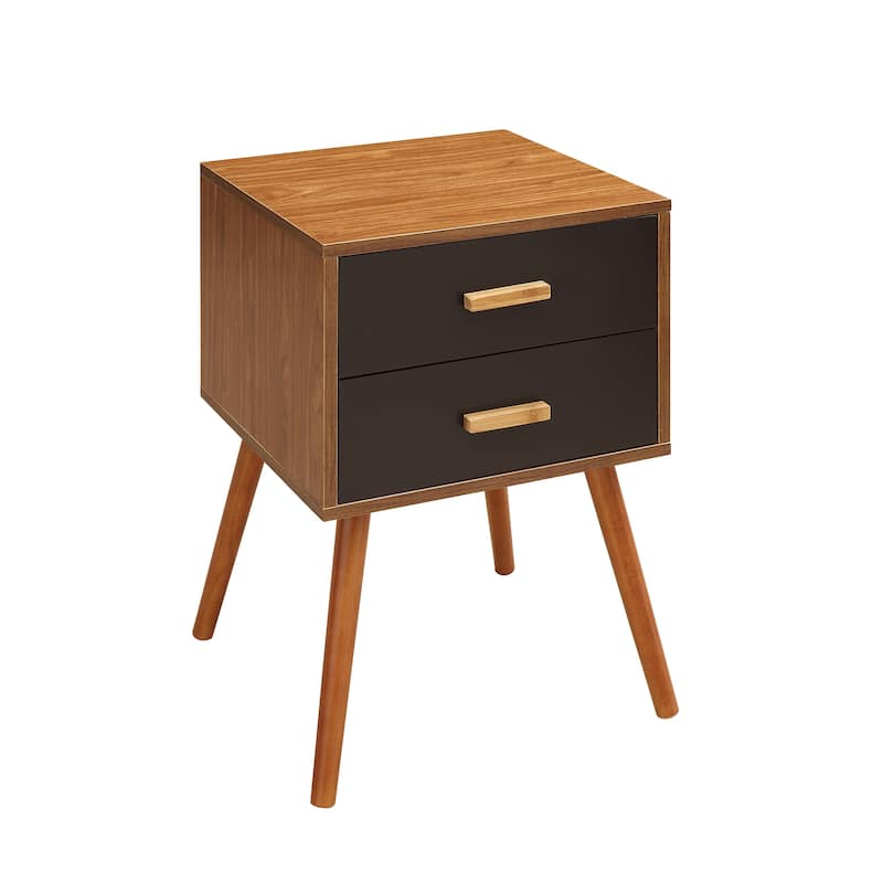 Classic 2 Drawer End Table - Solid Wood Legs, Stylish Decor, Living Room Accent Table, Storage Solution - 23.75