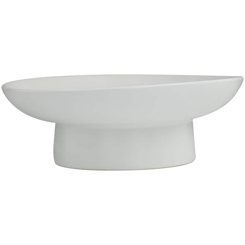 Black or White Ceramic Wide Decorative Bowl with Elevated Base