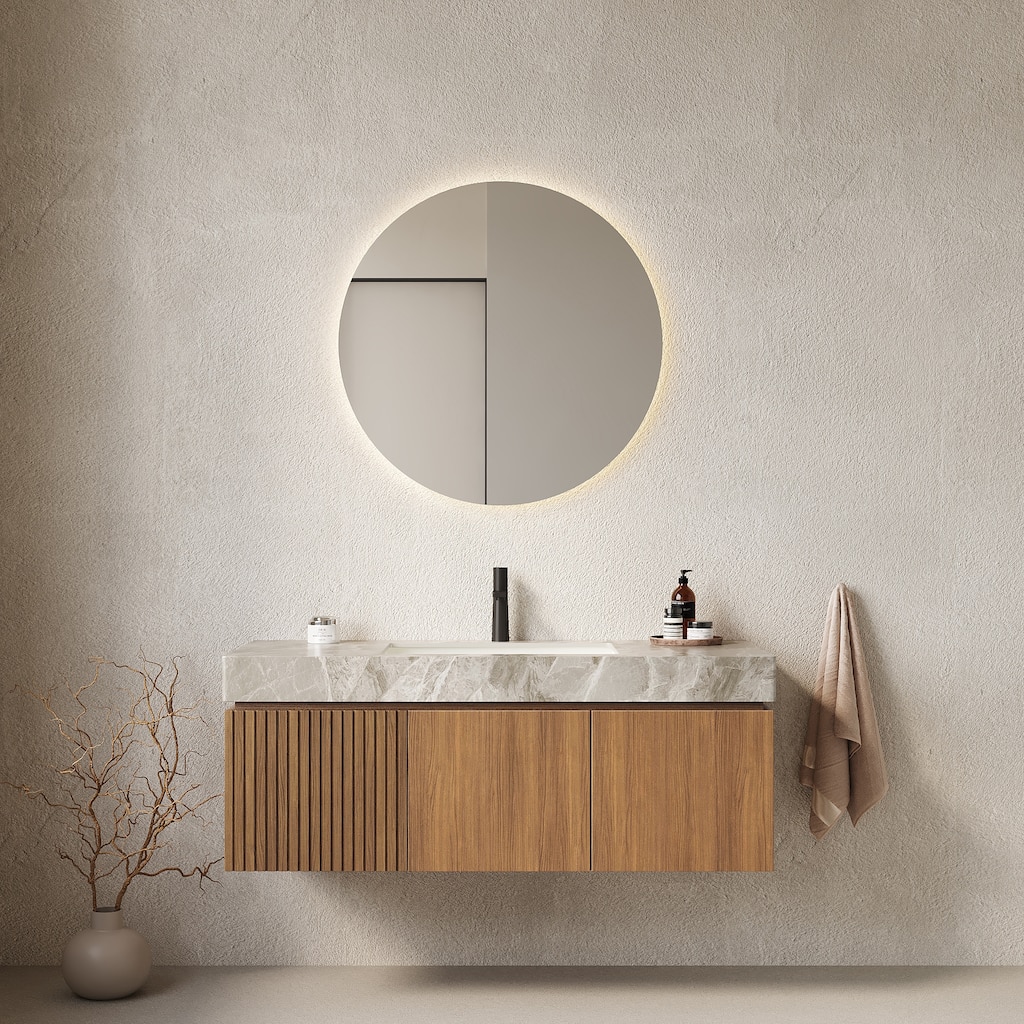 48 inch Plywood Wall-Mounted Bathroom Vanity with Undermount Ceramic Sink in Espresso