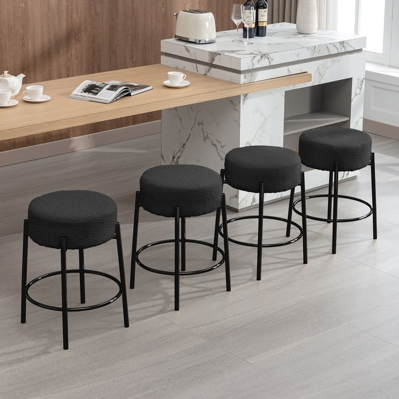 Mixoy Backless 24"Counter Height Velvet Bar Stools with steel Legs