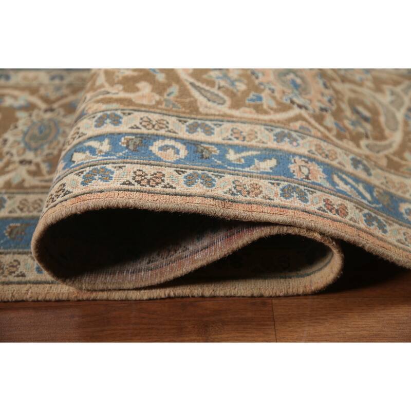 Hand Knotted Oriental 100% Wool Carpet Traditional Floral Pink Mashad Area Rug - 13' 2'' X 9' 9''