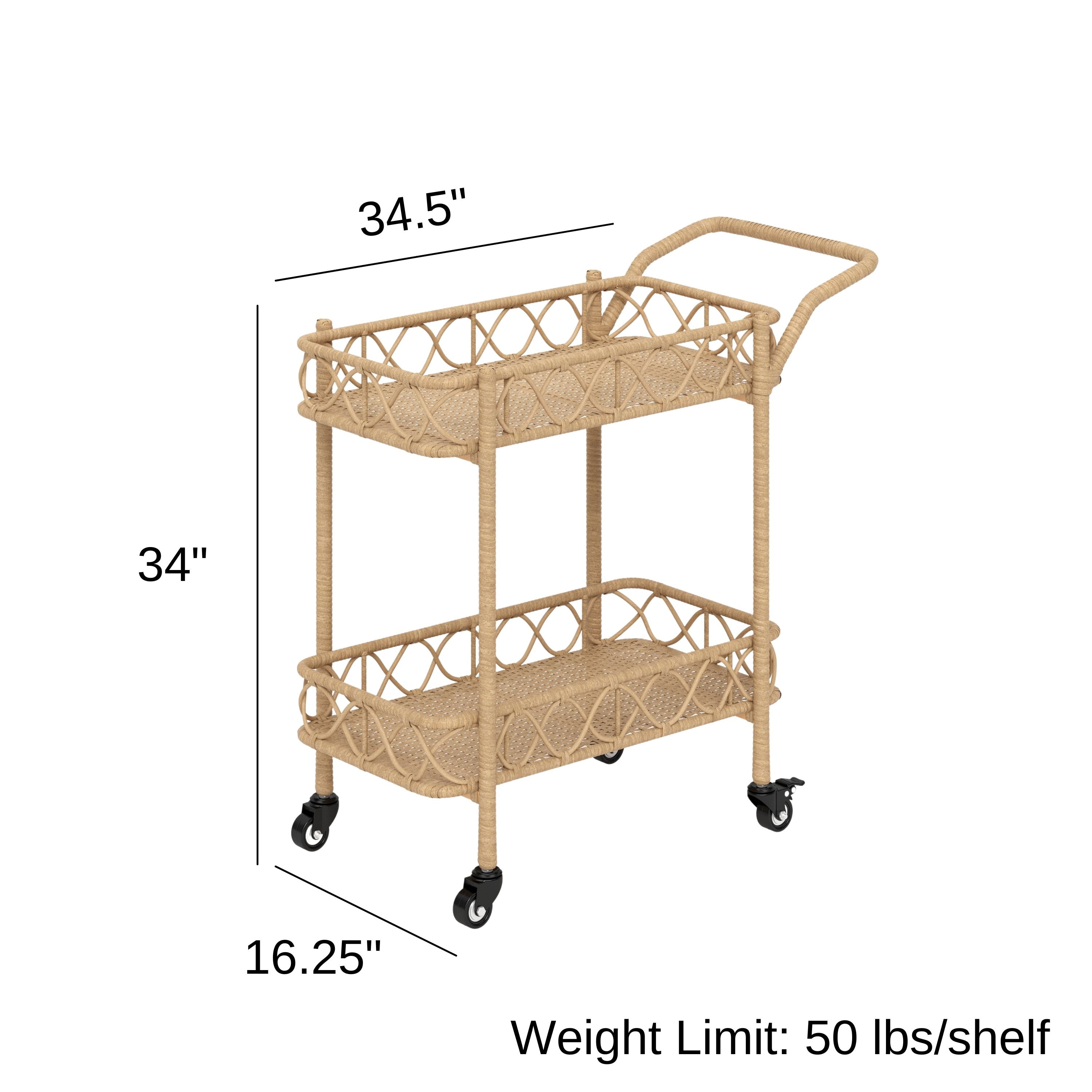 Haven Way Hana Indoor/Outdoor Wicker Bar Cart - Bed Bath & Beyond