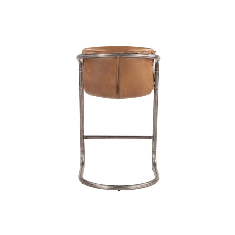 World Interiors Set of 2 Distressed Leather Counter-Height Chairs