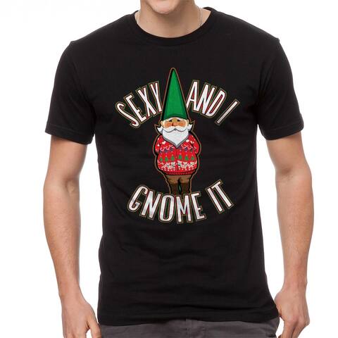 Funny Christmas Sexy And I Gnome It Graphic Men's Black T-shirt