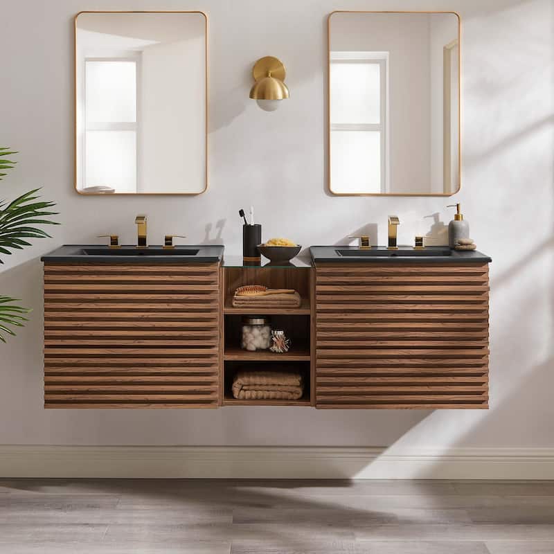 Render 62" Wall-Mount Double Sink Bathroom Vanity