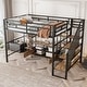 preview thumbnail 1 of 11, Full Size Metal Loft Bed with Low Storage Table and Shelves, Black Black