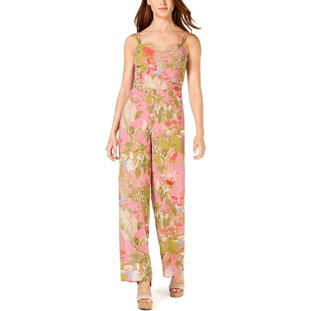 pink batwing belted palazzo jumpsuit