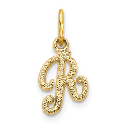 14K Yellow Gold Script Letter R Initial Charm - Overstock - 33669302
