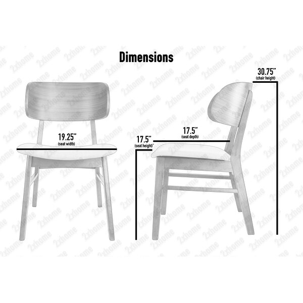 Set of 2 Retro Brown Wood Leg Dining Room Chair With Curved Back