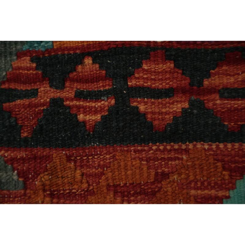 Hand Woven Oriental 100% Wool Carpet Southwestern Geometric Greys & Charcoal Kilim Area Rug - 4' 11'' X 3' 9''