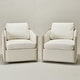 preview thumbnail 133 of 165, KINWELL 31"W Oak Frame Upholstered Swivel Barrel Armchair Set of 2 - Cream White Boucle