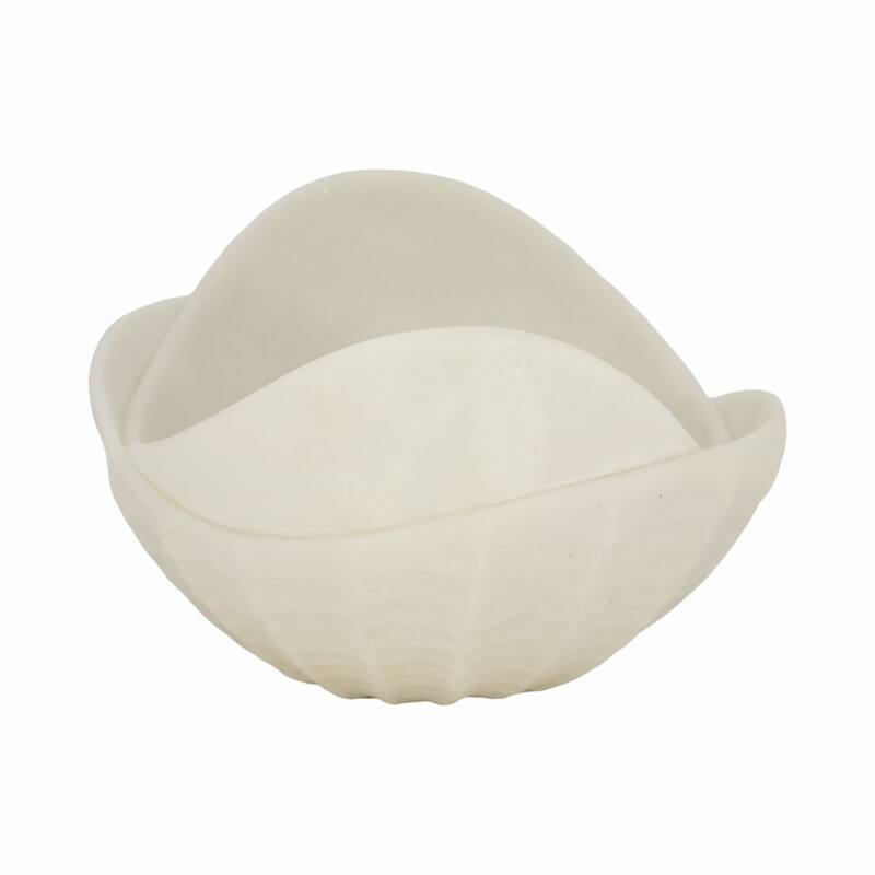 Sculptural Curved Edges Decorative Quartz Bowl-Home Decor - 17", White - 17.0"