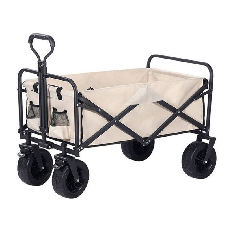 ColourTreeUSA 200 lbs. Capacity Folding Collapsible All Terrain Outdoor Portable Utility Wagon Cart - Beige