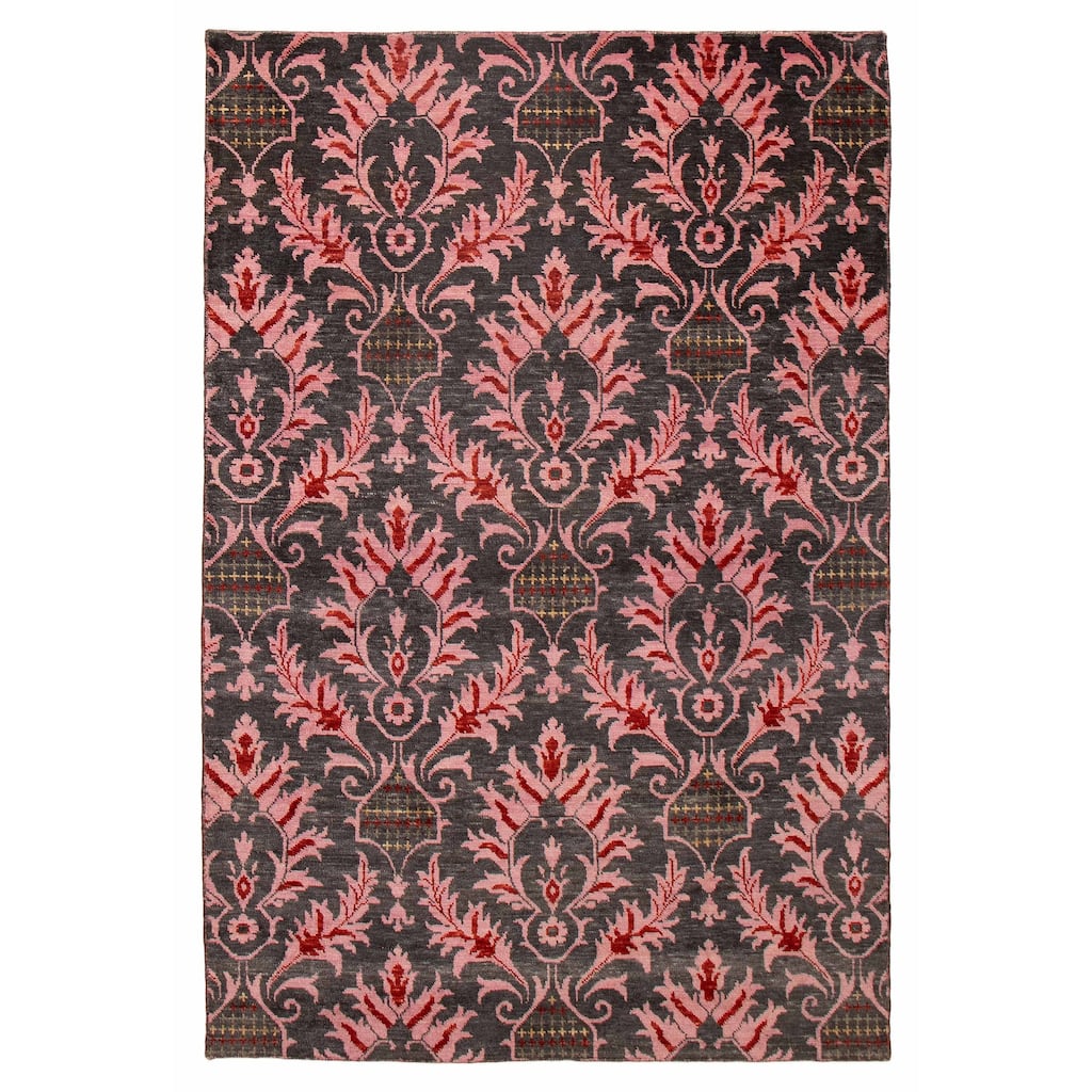 ECARPETGALLERY Hand-knotted Mystique Dark Grey Wool Rug - 6' 5" x 9' 7"