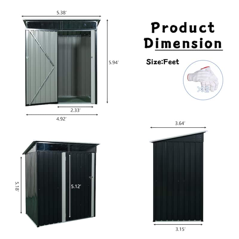 TC53G Outdoor Metal Storage Shed - Transparent Plates