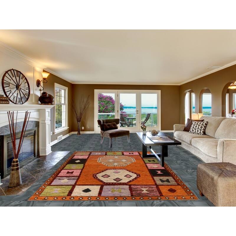 Tribal Geometric Moroccan Area Rug Handmade Oriental Wool Carpet - 6'8" x 9'7"
