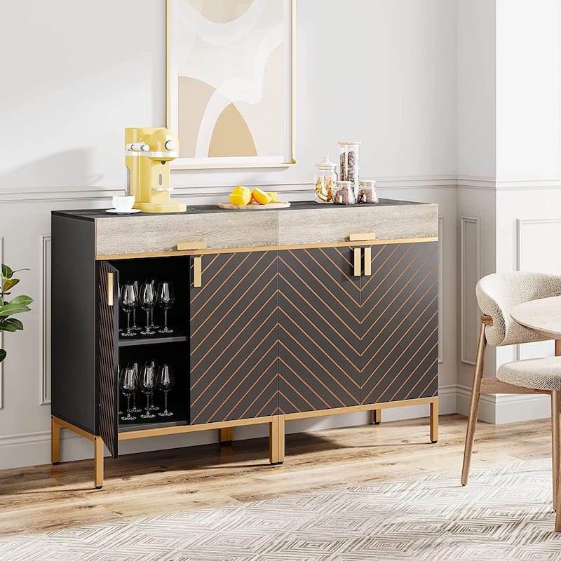 Sideboard Buffet Cabinet with Removable Shelves, Modern Kitchen Storage Cabinet with 2 Drawers