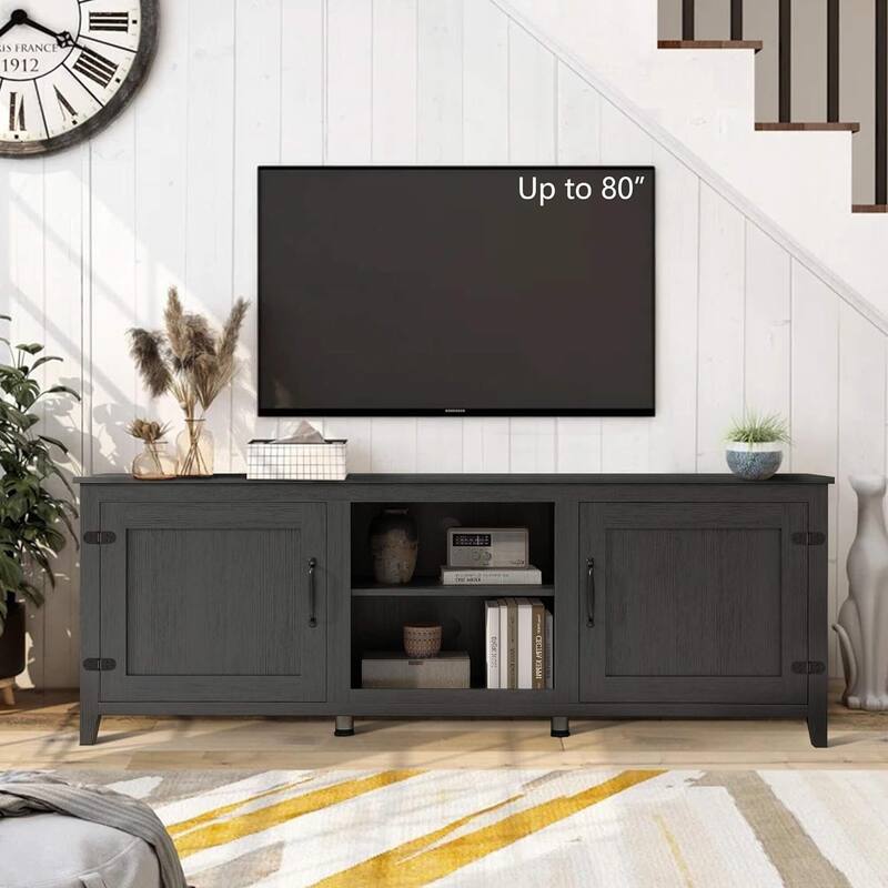 Wood Storage Cabinet Media Console for TVs up to 80"