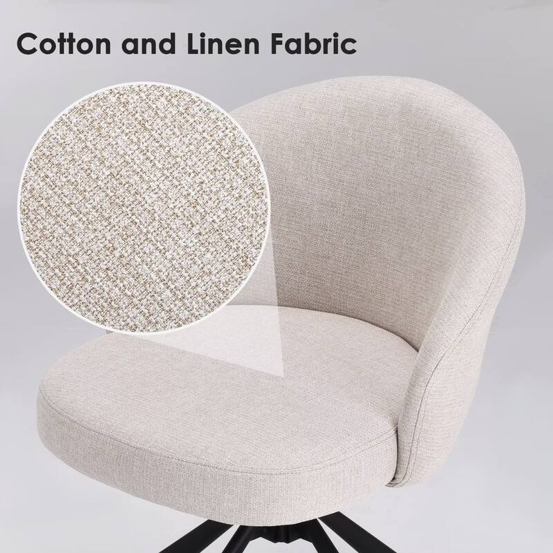 Linen Fabric 360 Swivel Upholstered Dining Chairs with Metal Legs (Set of 2)