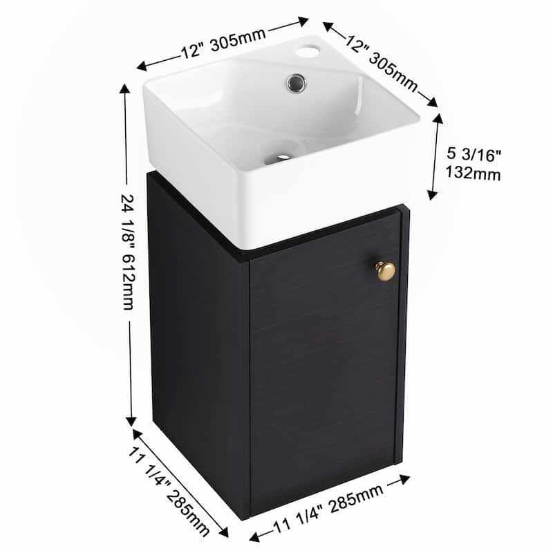 Bathroom Vanity with Sink 12 Inch for Small Bathroom