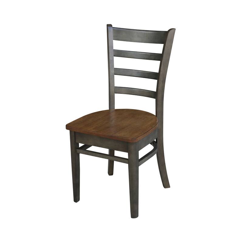 42 in Round Drop Leaf Pedestal Table with Dining Chairs in Hickory/Washed Coal