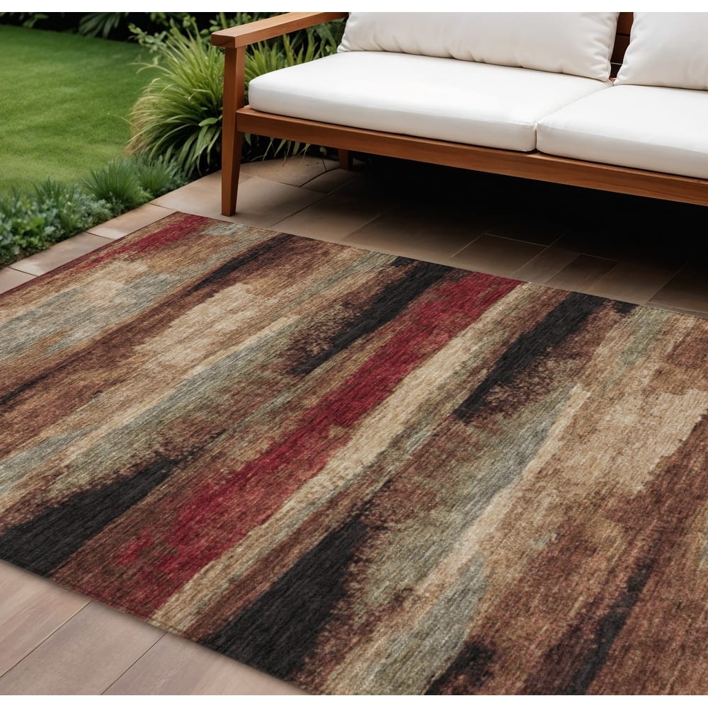 HomeRoots Abstract Transitional Rectangle Outdoor Rug