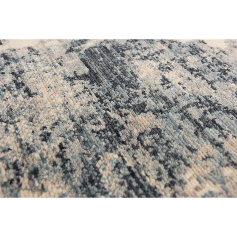 Alora Decor Intrepid Blue, Beige, and Ivory Distressed Classical Wool Rug
