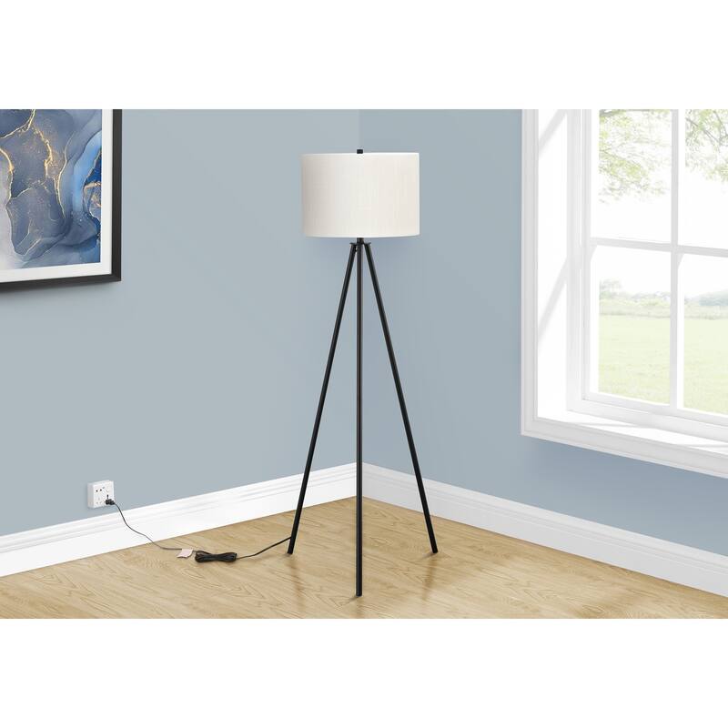 Lighting, 63"h, Floor Lamp, Brass Metal, Ivory / Cream Shade, Contemporary